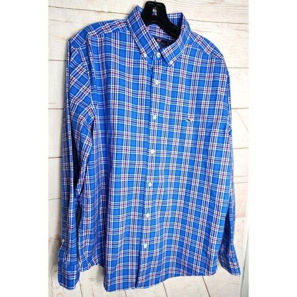 Vineyard Vines By Shep & Ian Classic Fit Tucker 100% Cotton Blue Plaid Shirt - Picture 7 of 16
